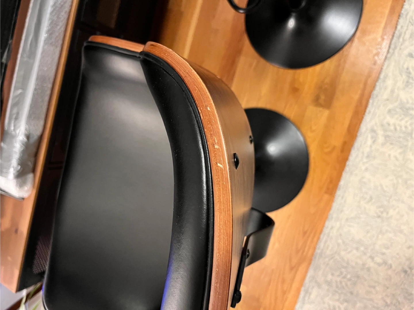 2 Black Faux Leather and Wood Bar Stools - photo 3