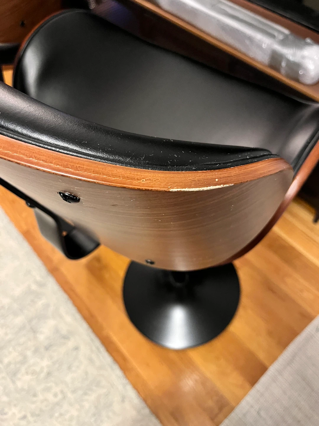 2 Black Faux Leather and Wood Bar Stools - photo 4
