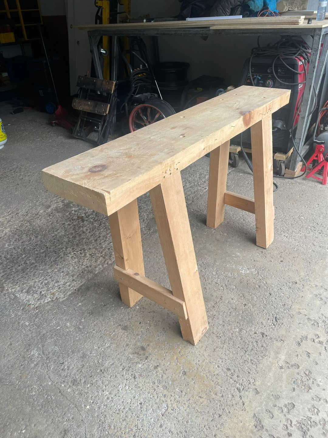 Wooden Sawhorse Style Bench