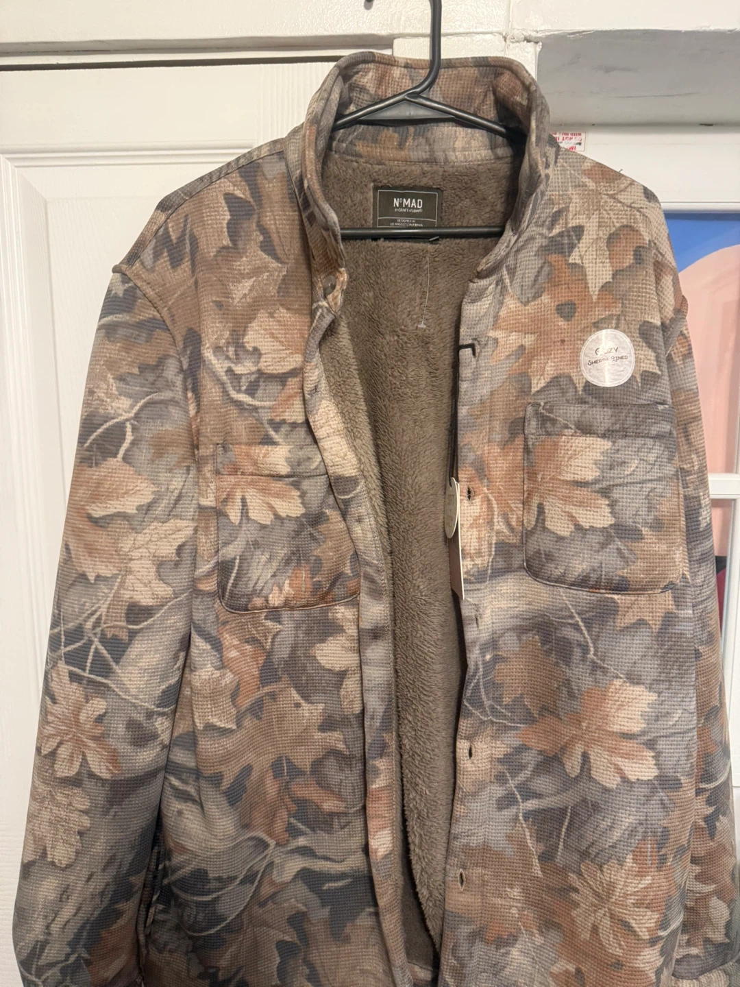 N°MAD Camo Sherpa Lined Shirt Jacket - Size M
