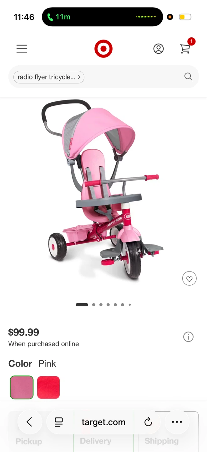 Radio Flyer Pink Tricycle with Canopy and Parent Handle - photo 4