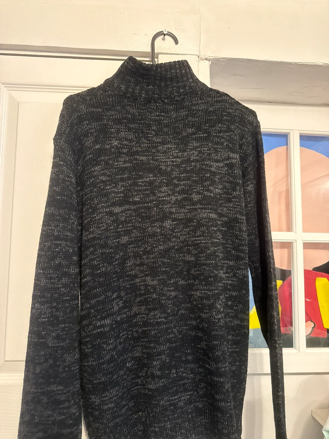 Crossthepond Mock Neck Zip Sweater - Charcoal - Size S - photo 3