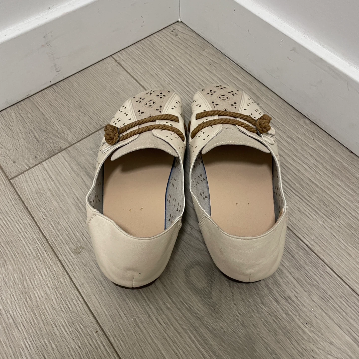 Women's Beige Perforated Loafer Flats - photo 3