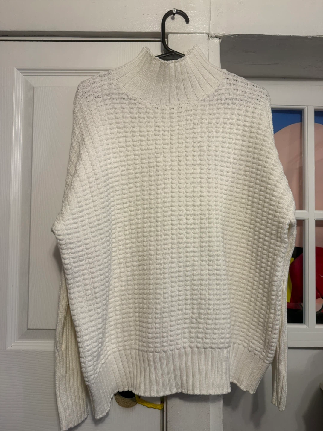 French Connection Women's White Neck Sweater Size L