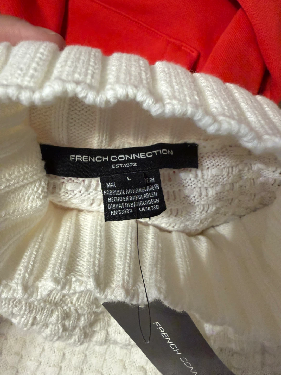 French Connection Women's White Neck Sweater Size L - photo 2