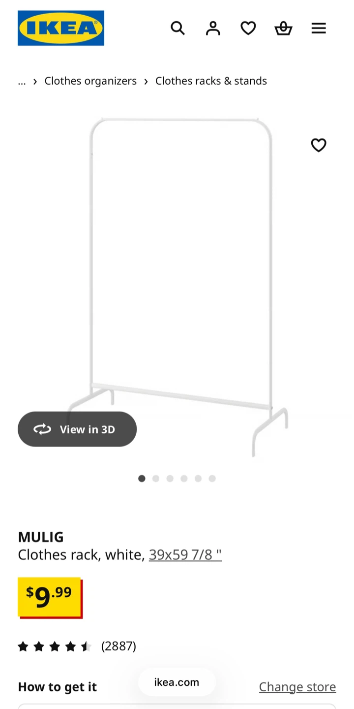 IKEA MULIG White Clothes Rack - photo 2