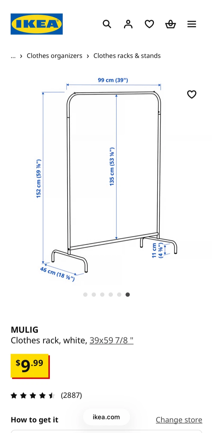 IKEA MULIG White Clothes Rack - photo 3