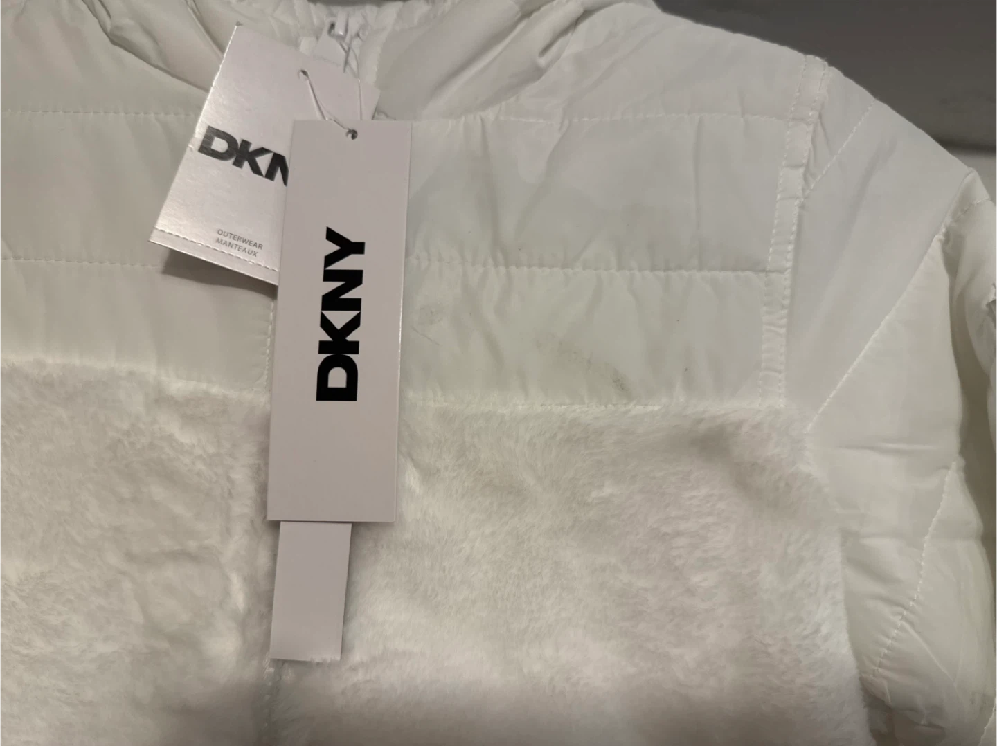 DKNY White Puffer Jacket with Faux Fur Accents - photo 2