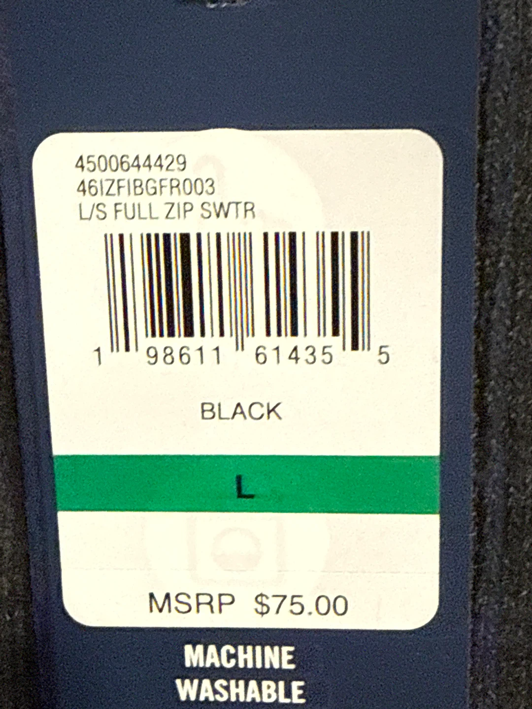 IZOD Men's Black Full Zip Sweater - Size L - photo 2