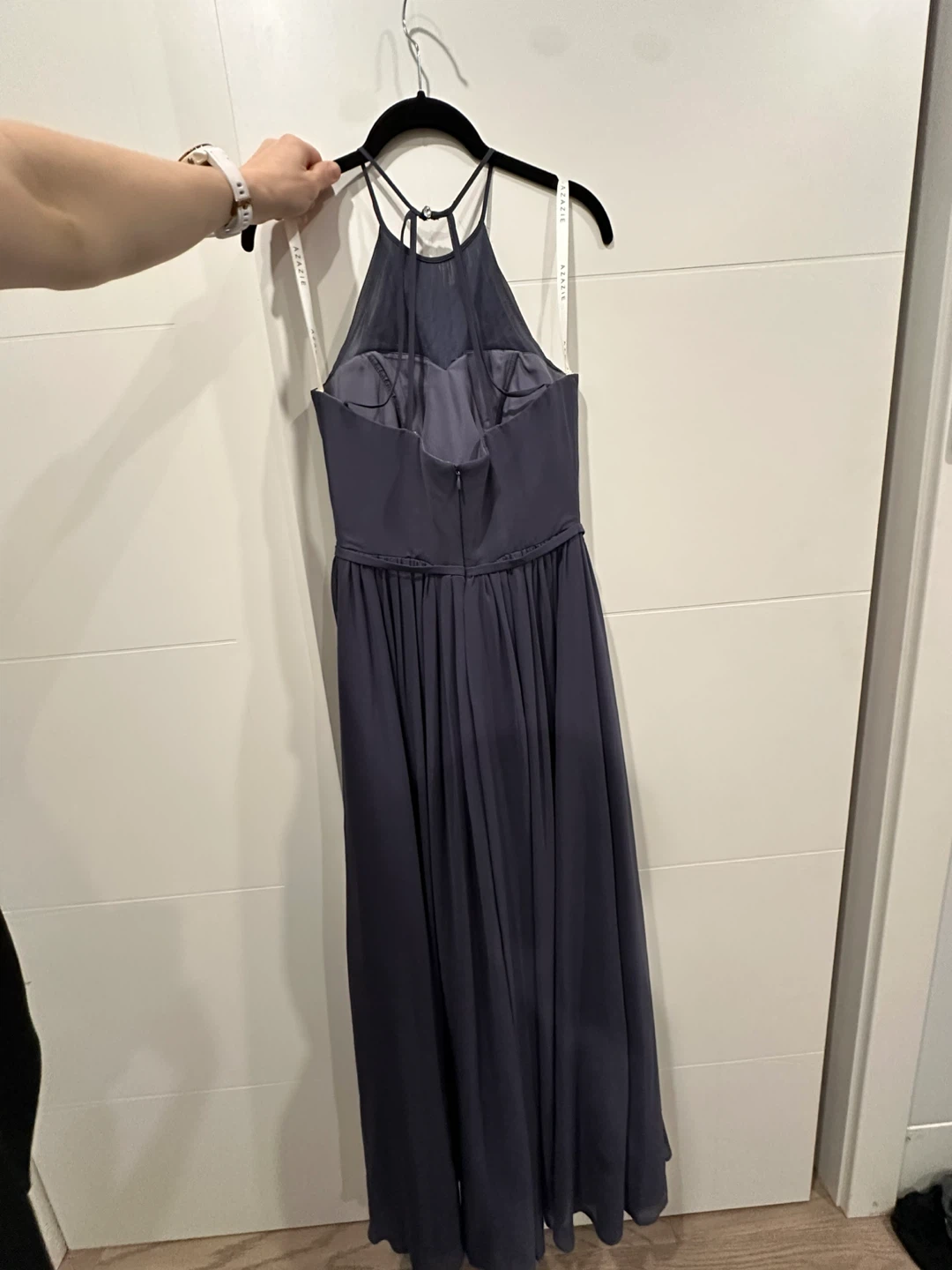 Azazie Dusty Lavender Halter Neck Dress - photo 4