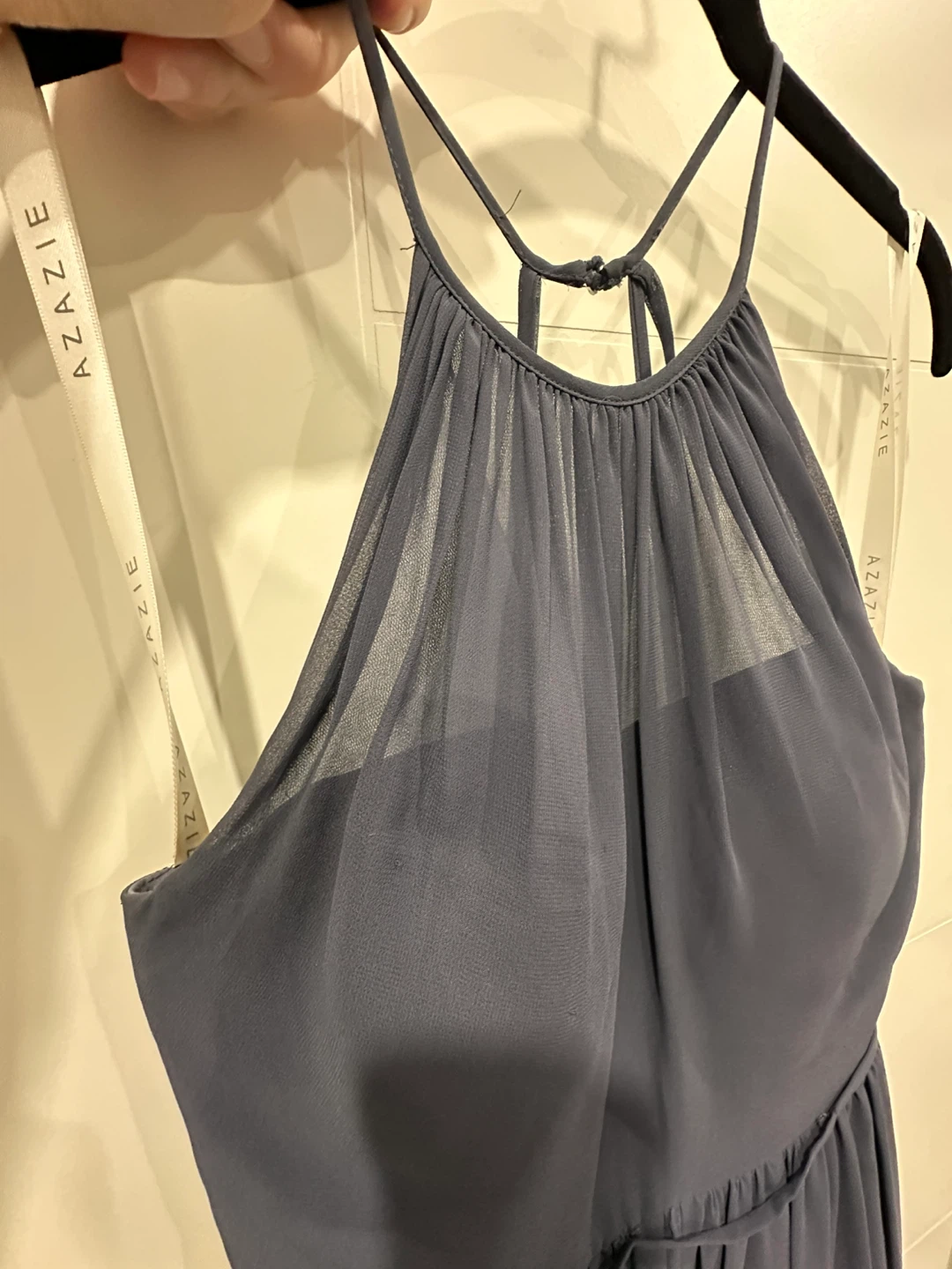 Azazie Dusty Lavender Halter Neck Dress