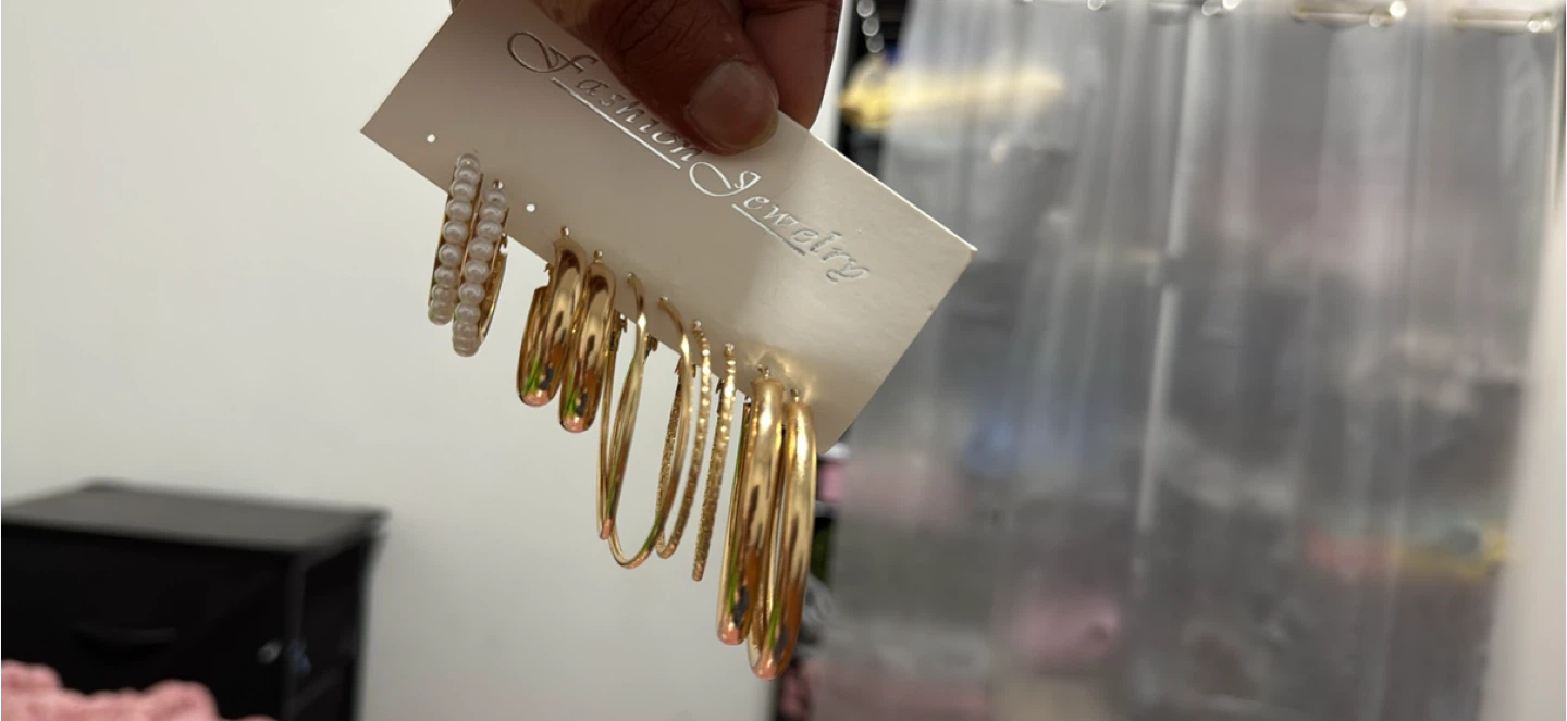 Gold Hoop Earrings Set with Pearls