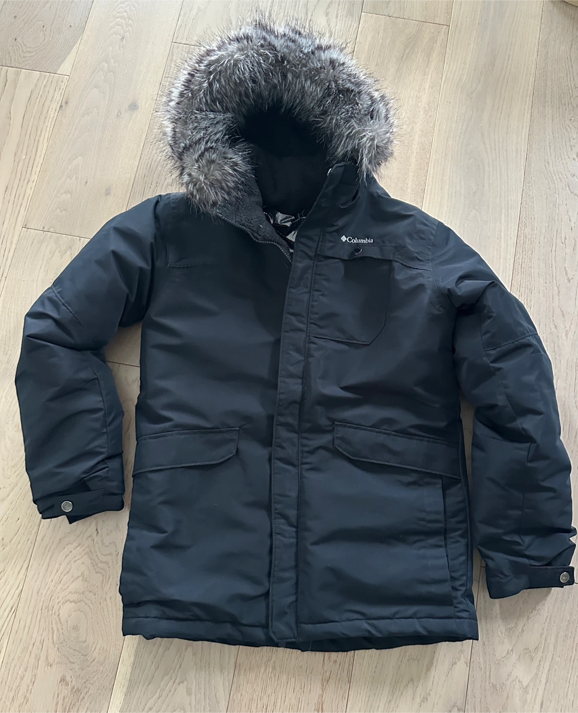 Columbia Black Hooded Winter Parka Jacket with Faux Fur Trim - photo 3