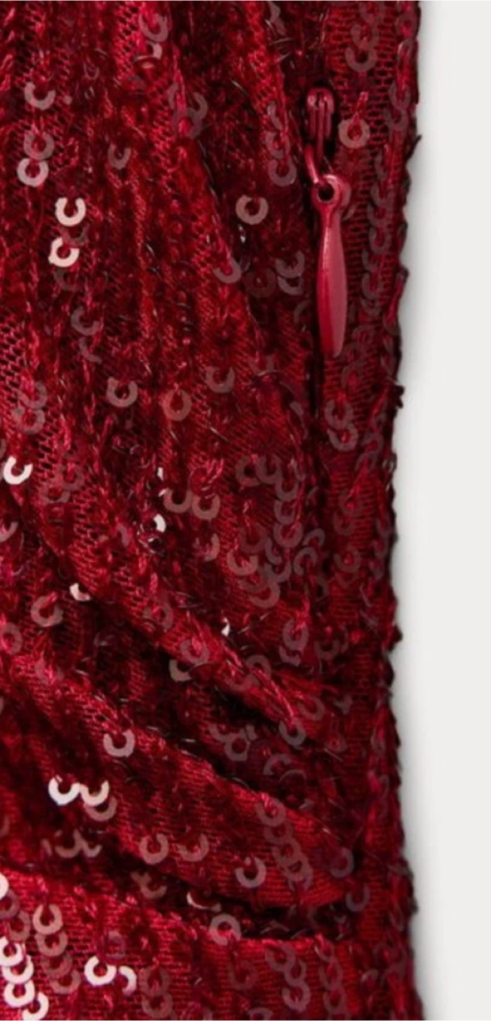 BNWT Zara Red Sequin Asymmetrical Mini Dress - photo 5