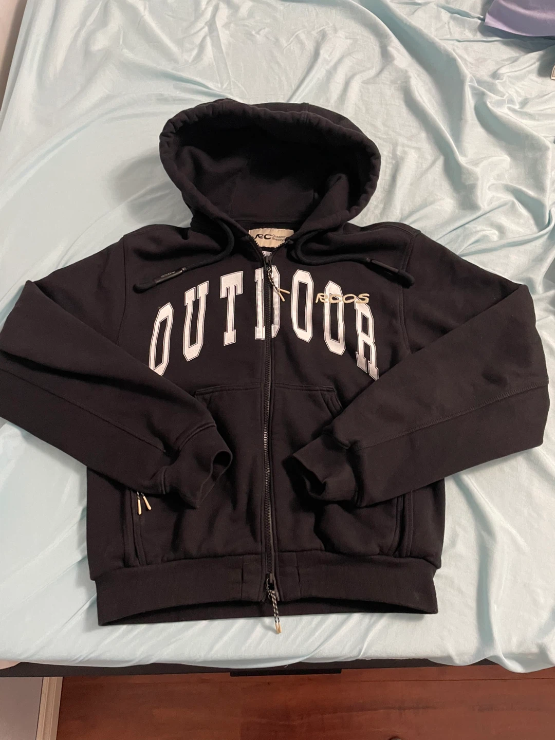 Black Outdoor Hooded Zip-Up Jacket
