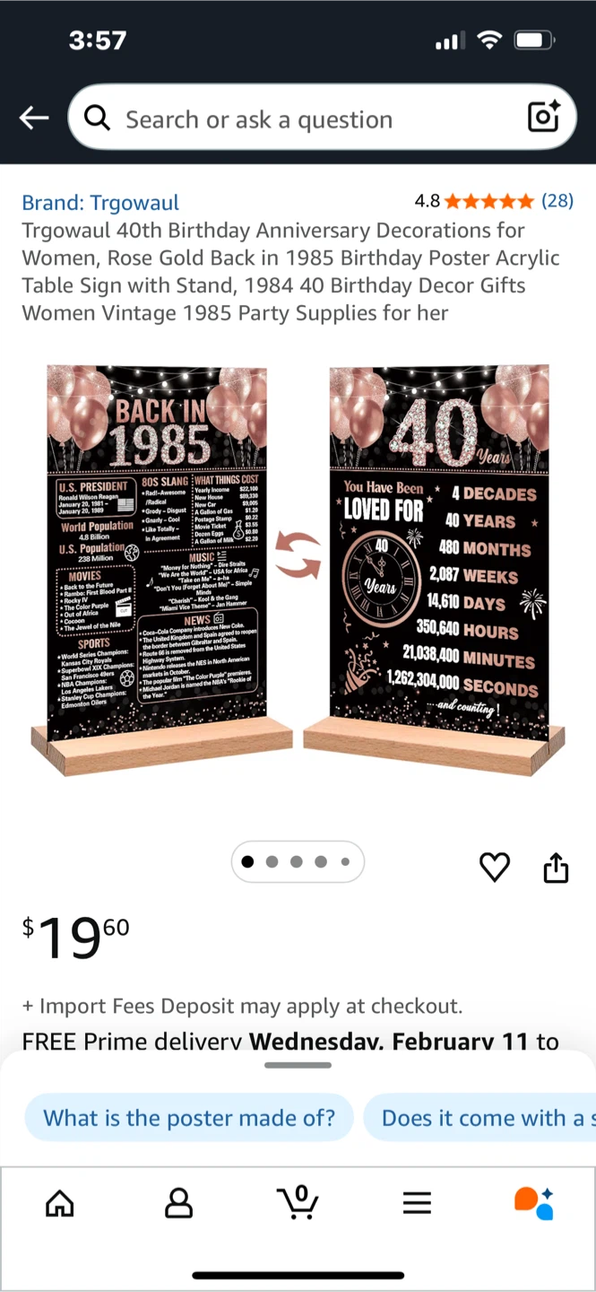 40th Birthday Poster Acrylic Table Sign - photo 3