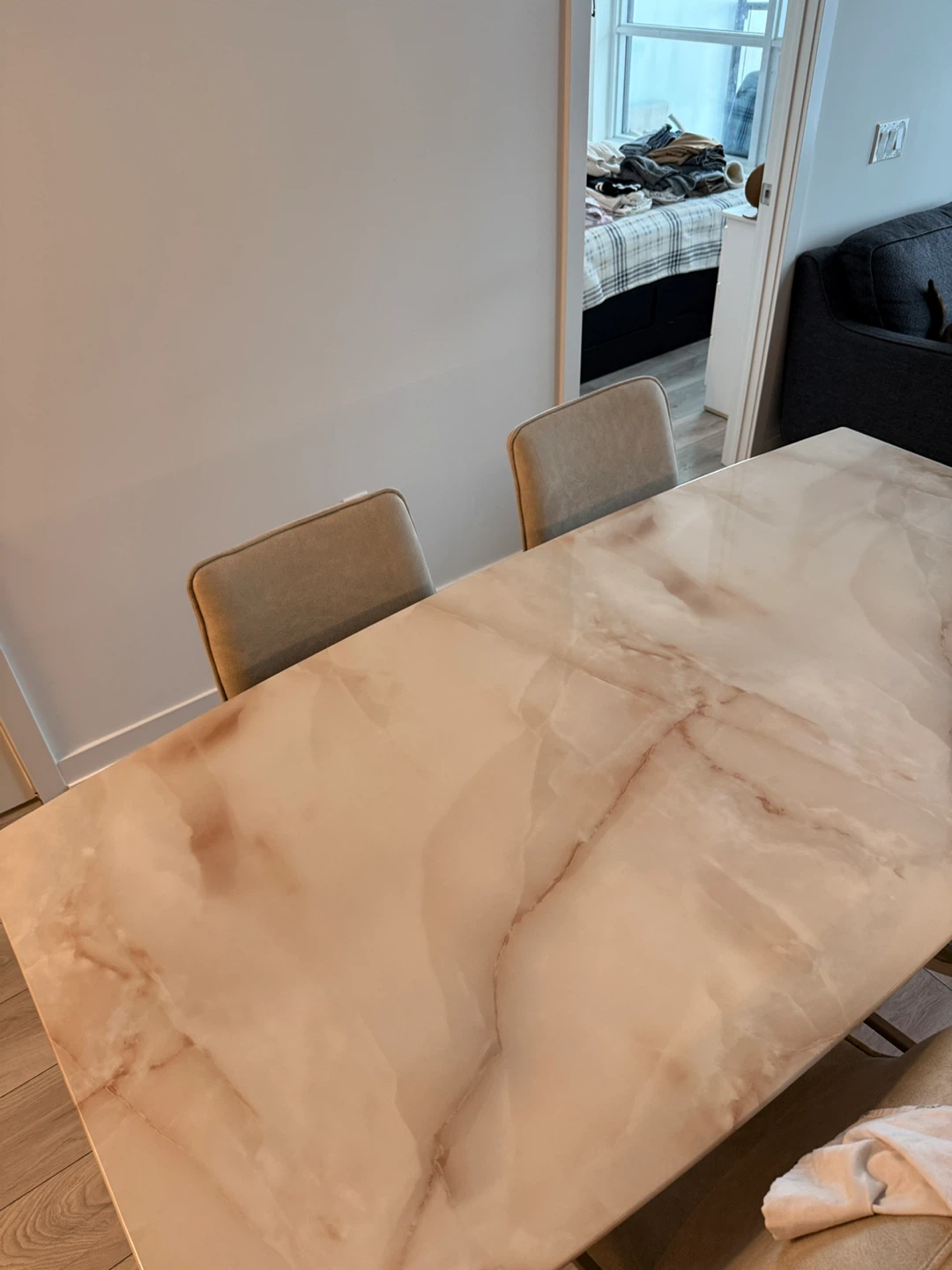 Marble Top Dining Table with Metal Base - photo 2
