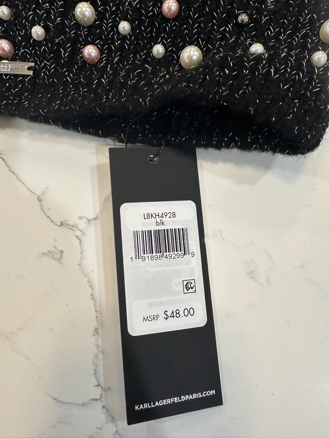NEW Karl Lagerfeld Beanie with Pearls - photo 2