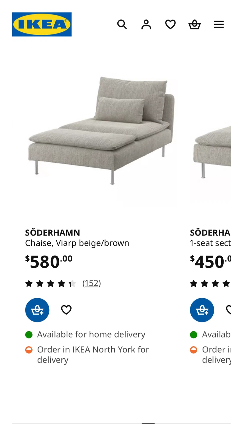 IKEA SÖDERHAMN L shape, grey color