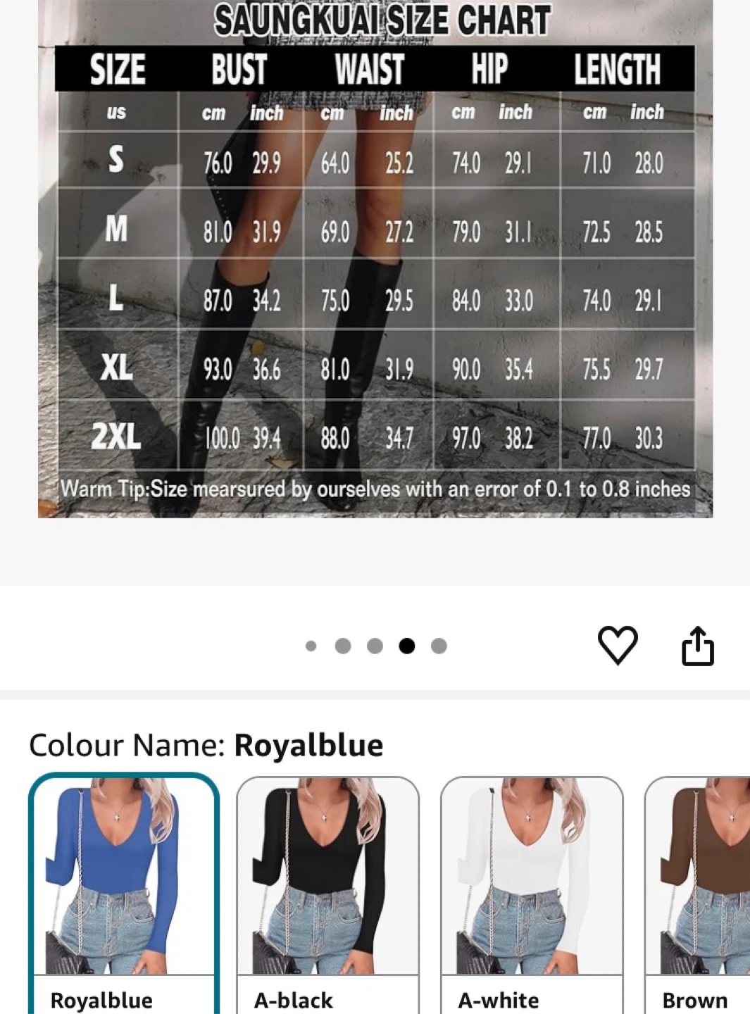 Long Sleeve V-Neck Bodysuit - Royal Blue - photo 2