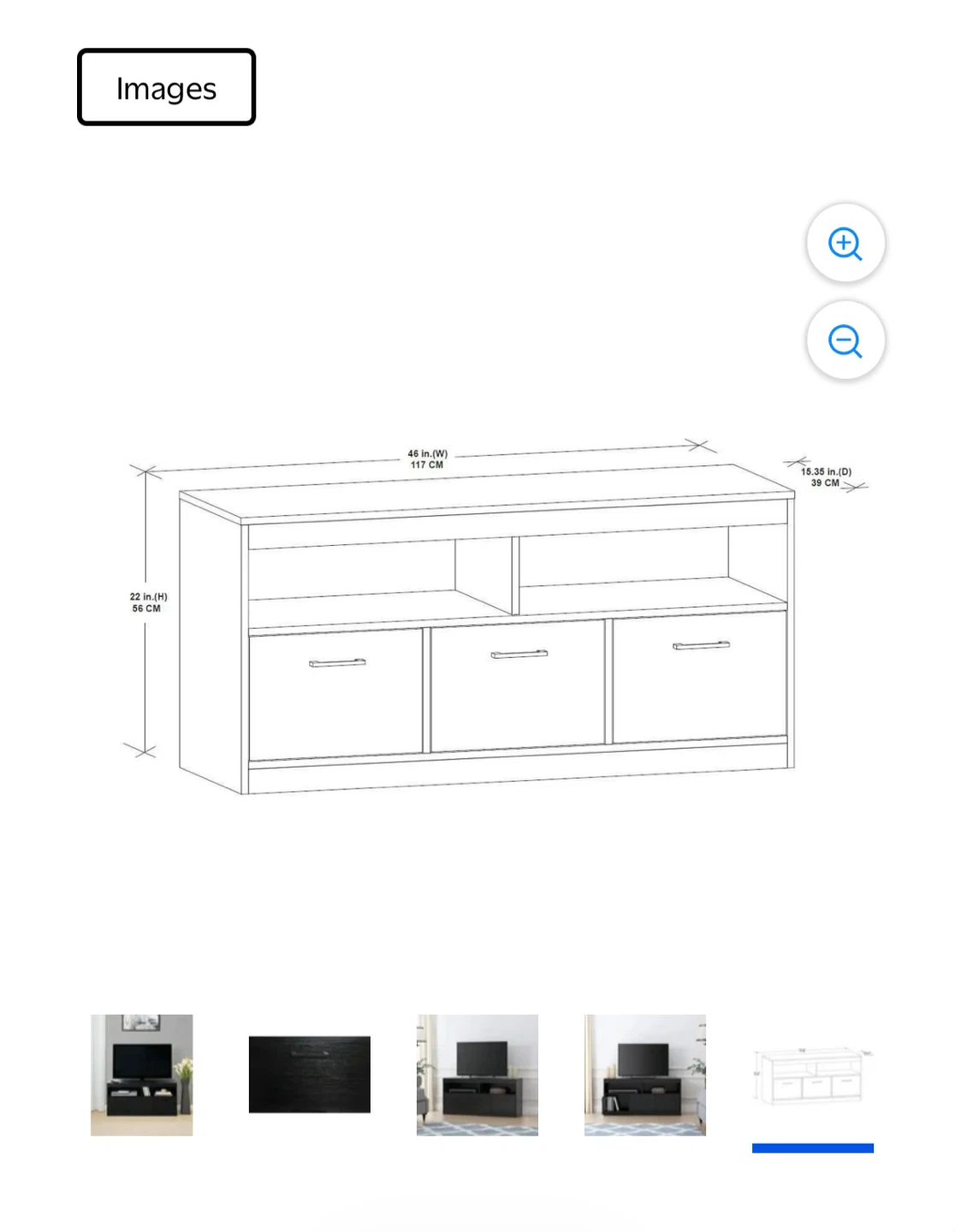 HomeTrends 3-Door TV Stand – True Black Finish - photo 5
