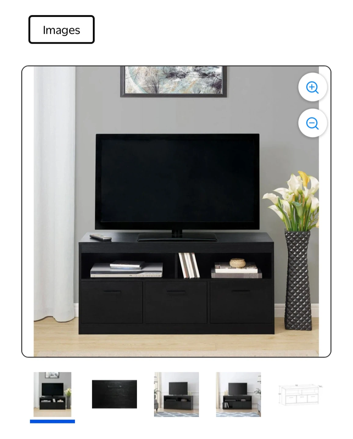 HomeTrends 3-Door TV Stand – True Black Finish