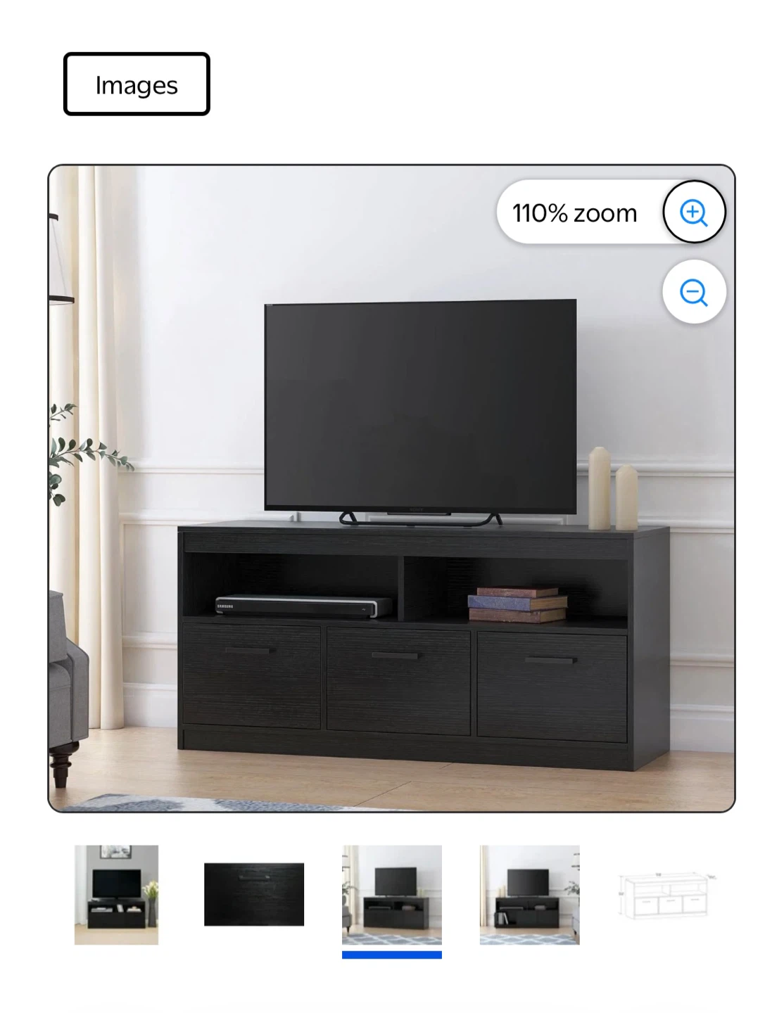 HomeTrends 3-Door TV Stand – True Black Finish - photo 3