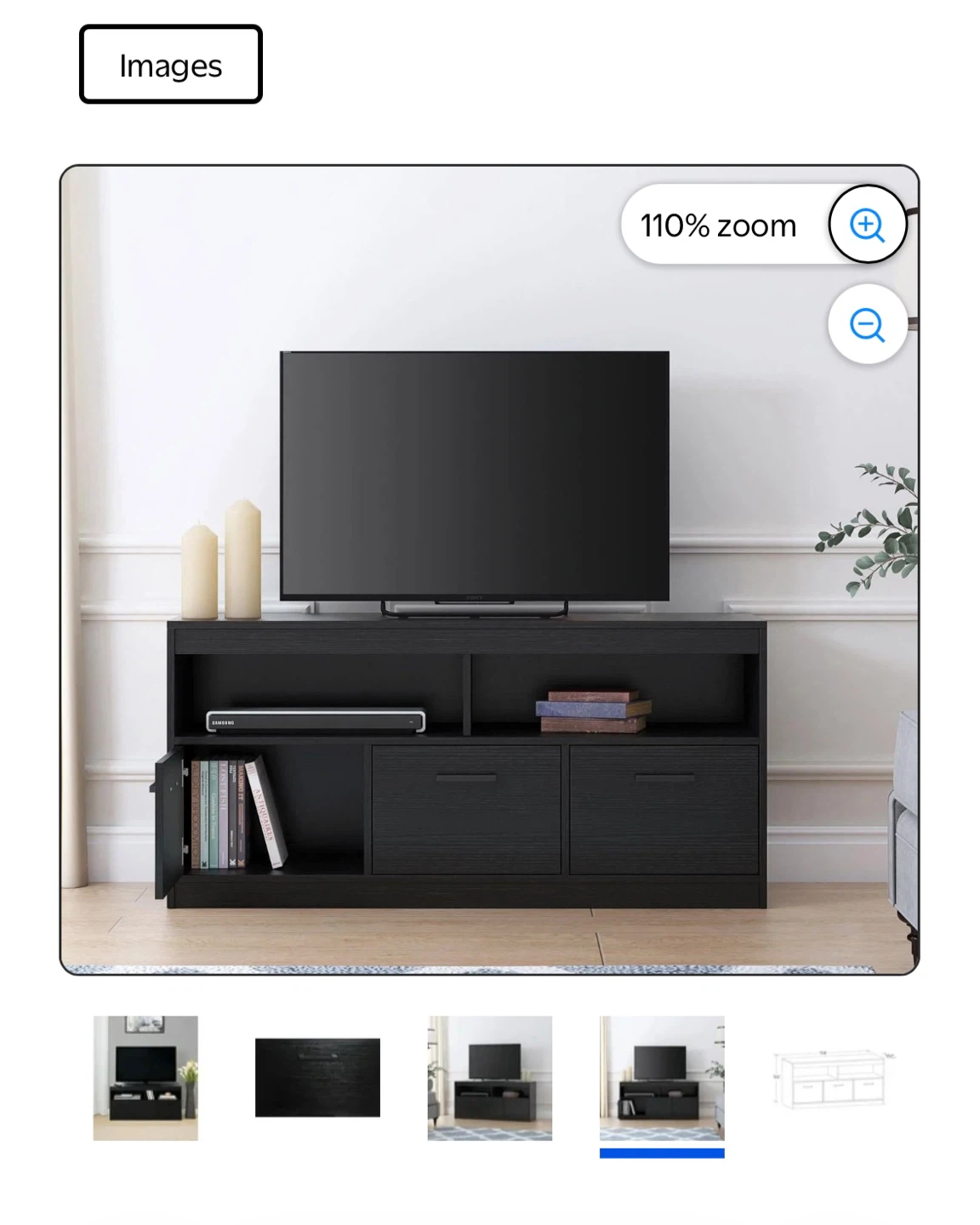 HomeTrends 3-Door TV Stand – True Black Finish - photo 2