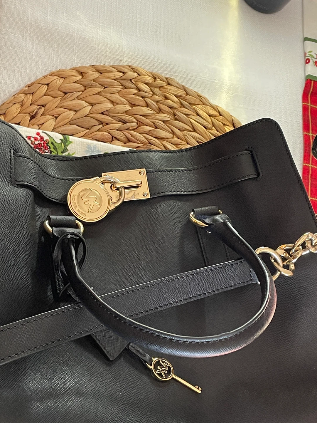 Michael Kors Black Leather Hamilton Bag