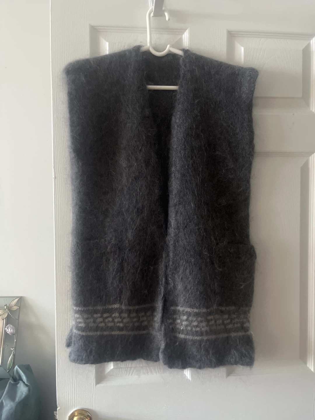Gray Knit Sweater Vest with Argyle Pattern
