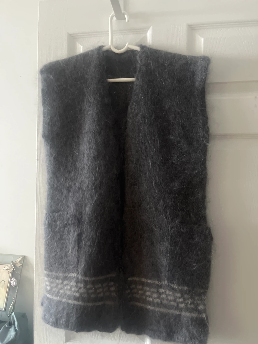 Gray Knit Sweater Vest with Argyle Pattern - photo 2