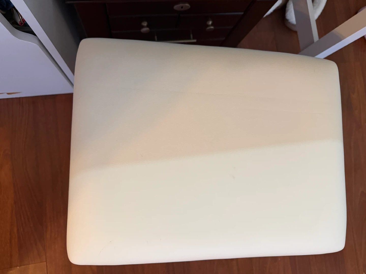 White Vanity Desk with Mirror and Stool - photo 2