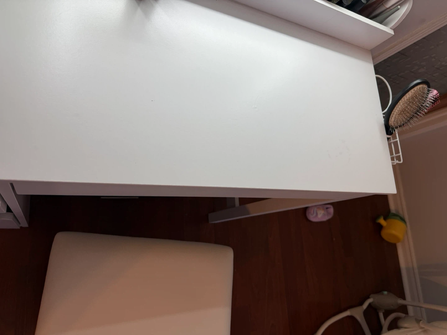 White Vanity Desk with Mirror and Stool - photo 5