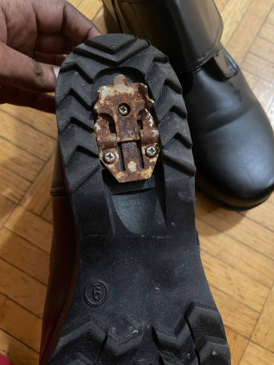 Black Fur Lined Boots with Velcro Straps