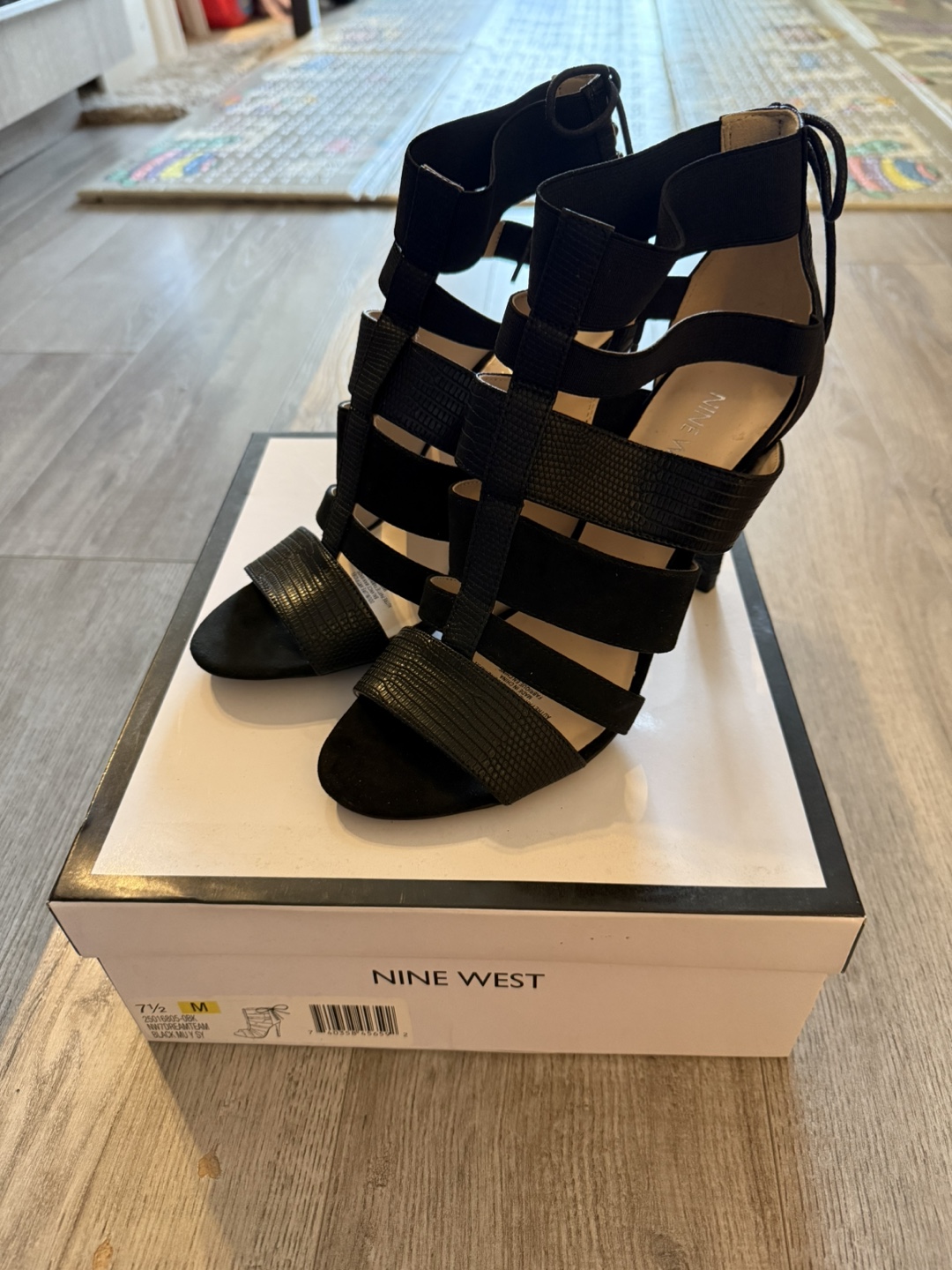 Nine West Black Strappy Heels - NEW