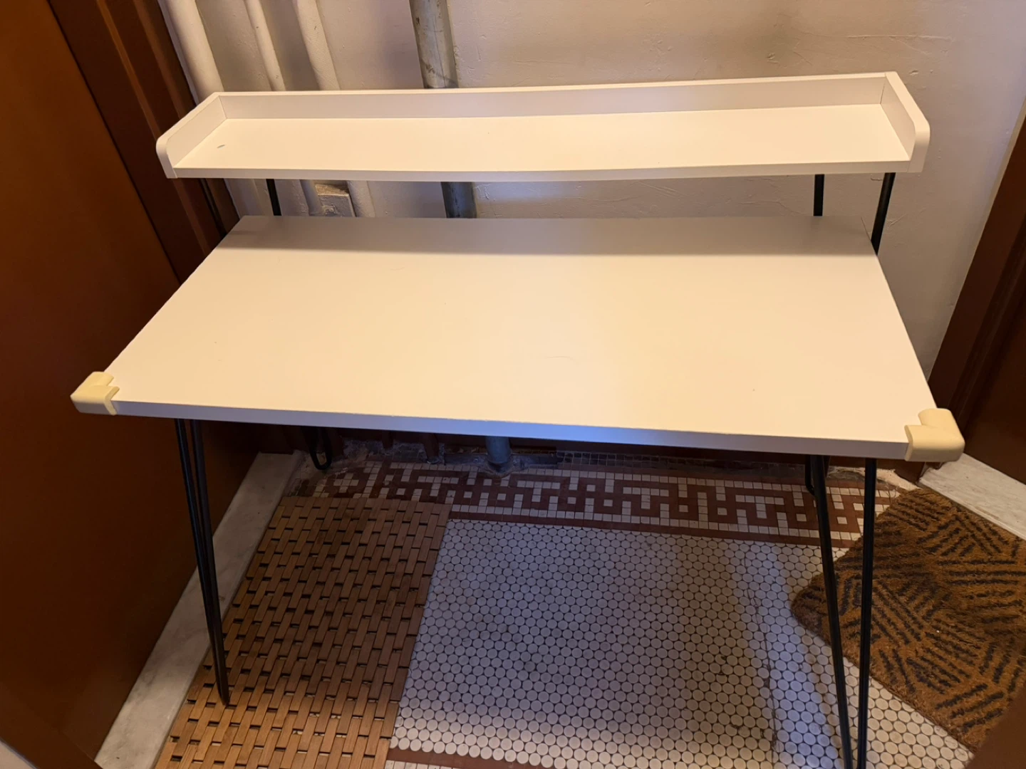 White Standing Desk with Shelf - photo 2