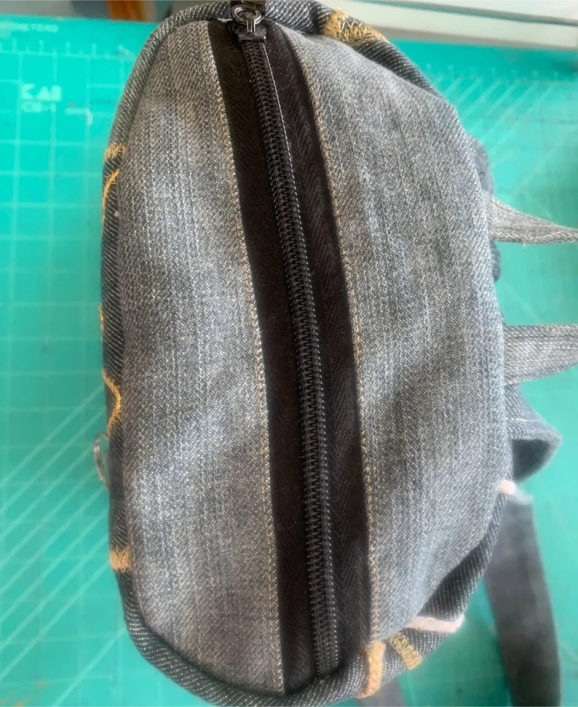 One of a Kind Handcrafted Denim Patchwork Backpack - photo 3