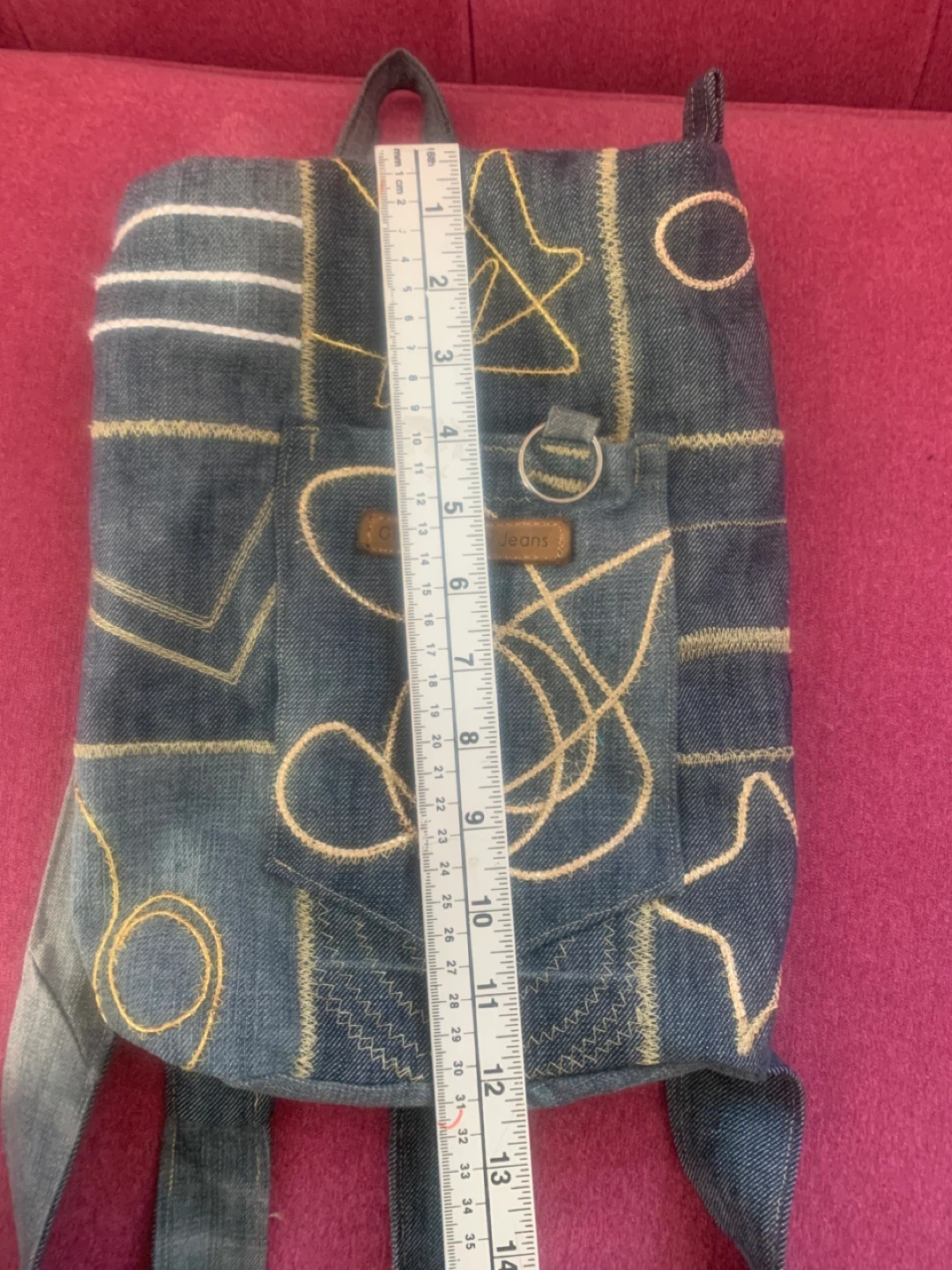 One of a Kind Handcrafted Denim Patchwork Backpack - photo 4
