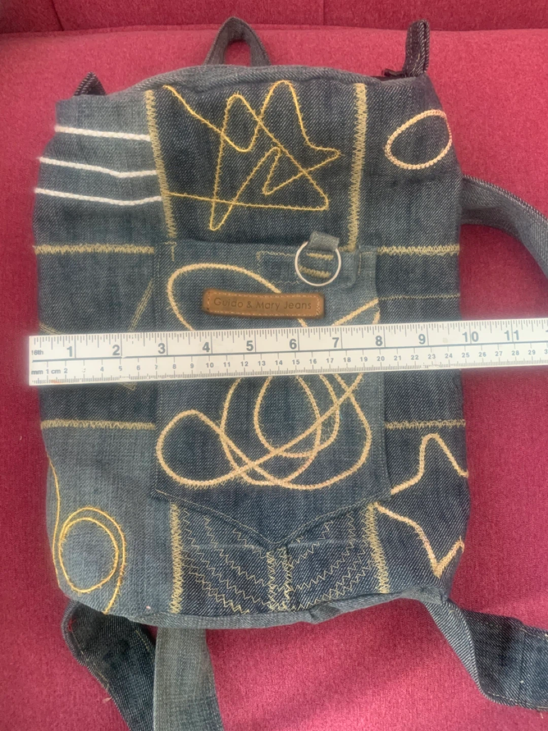 One of a Kind Handcrafted Denim Patchwork Backpack - photo 5