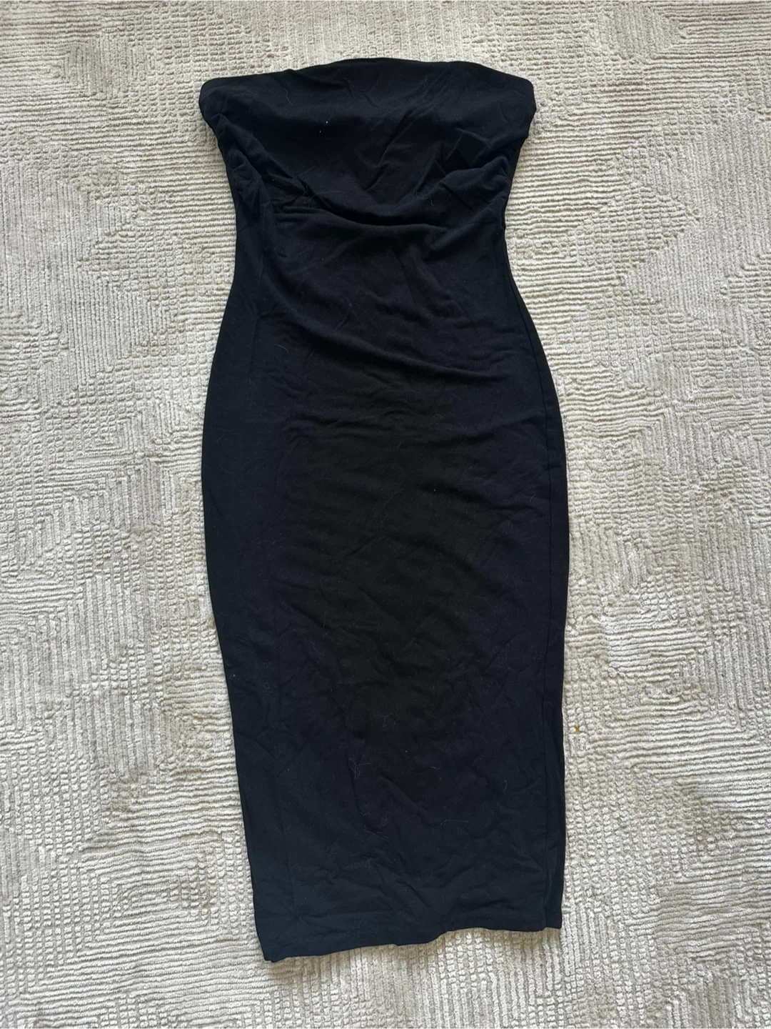 Fashion Nova Black Strapless Midi Dress
