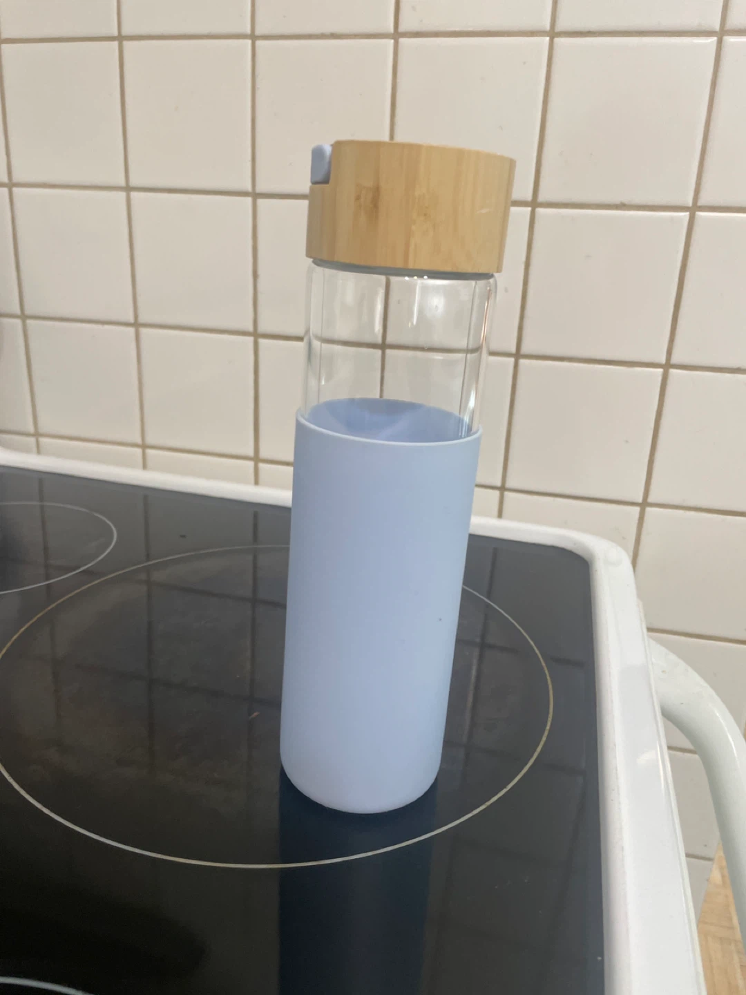 Glass Water Bottle with Silicone Sleeve and Bamboo Lid