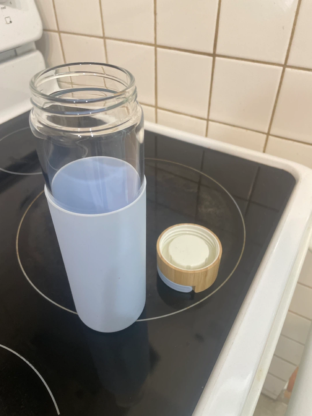 Glass Water Bottle with Silicone Sleeve and Bamboo Lid - photo 2