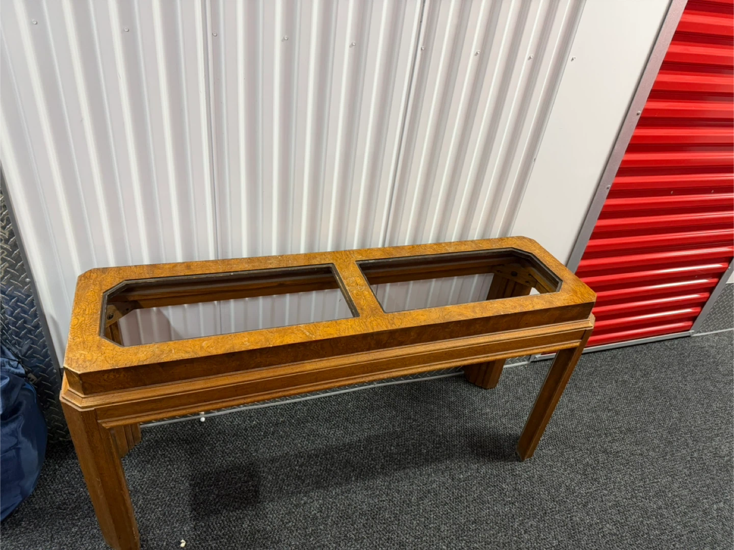 Vintage Wooden Coffee Table with Glass Top