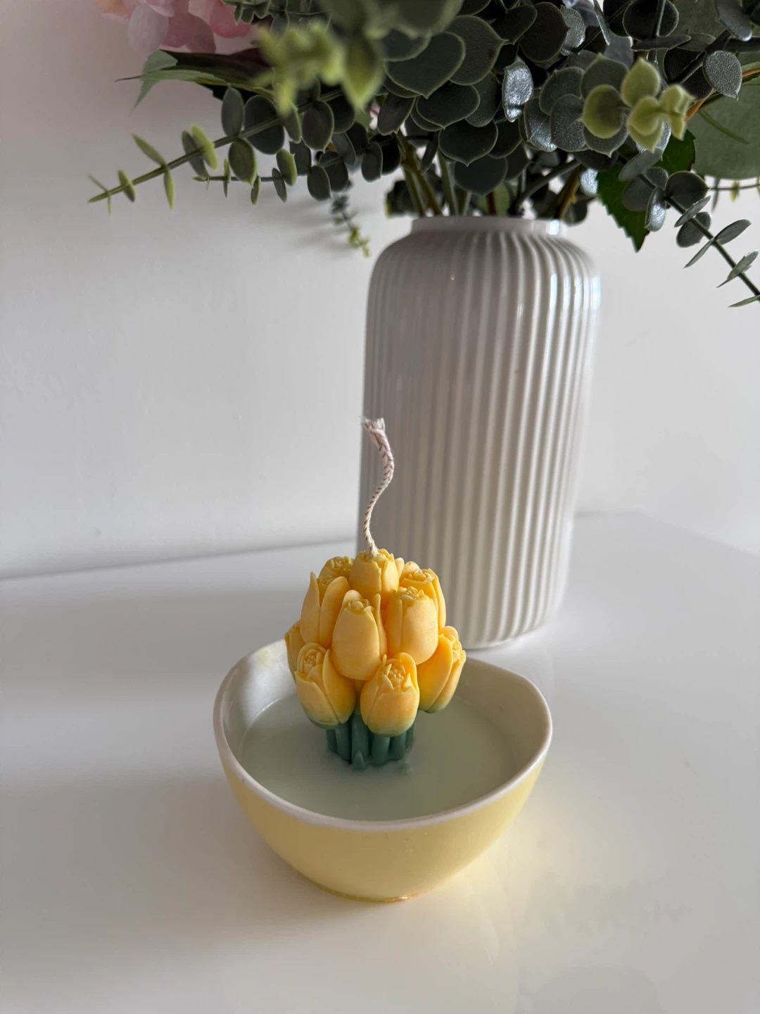 Yellow Tulip Shaped Candle