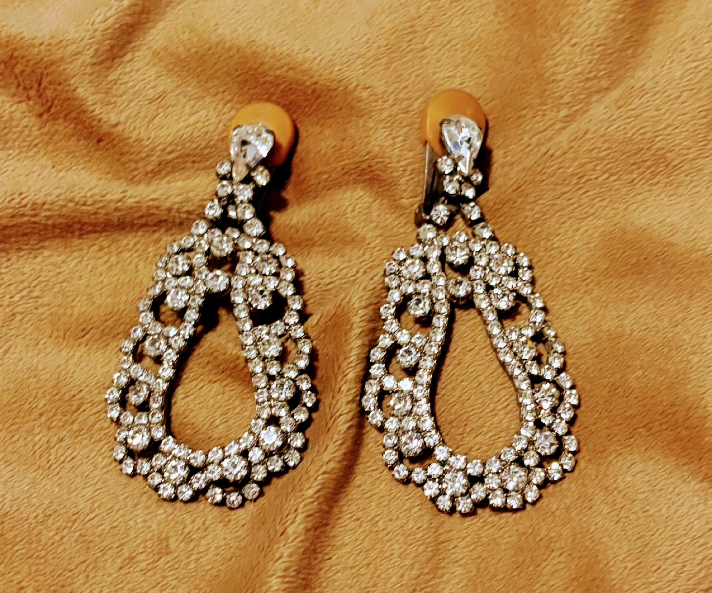 Rhinestone Clip-On Chandelier Earrings
