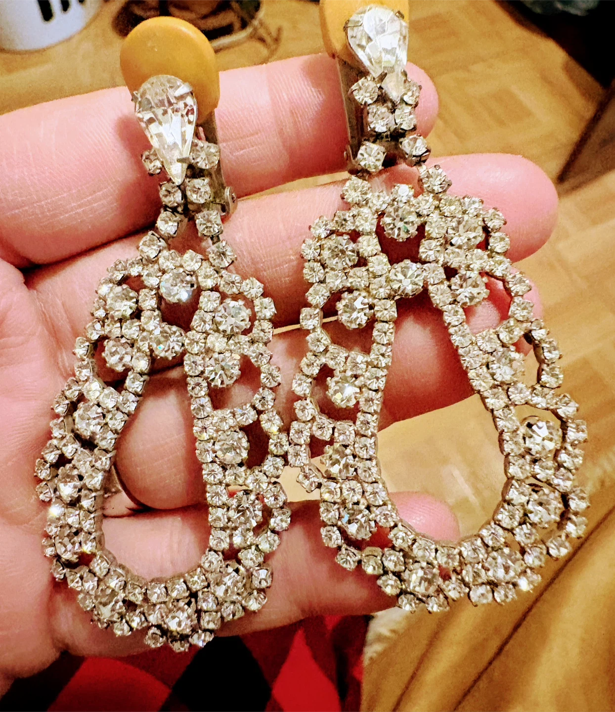 Rhinestone Clip-On Chandelier Earrings - photo 2