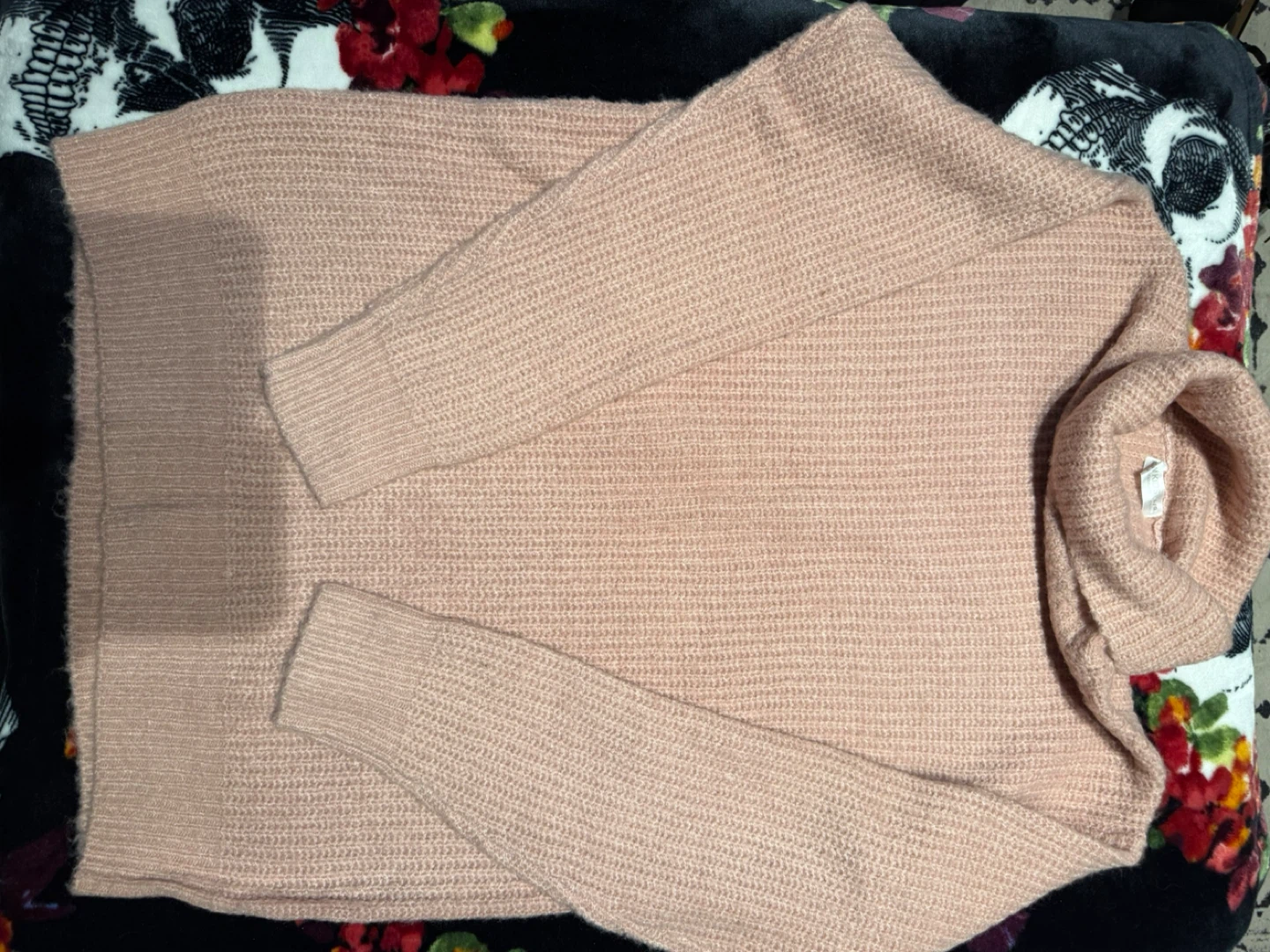 Pink Knit Turtleneck Sweater Dress
