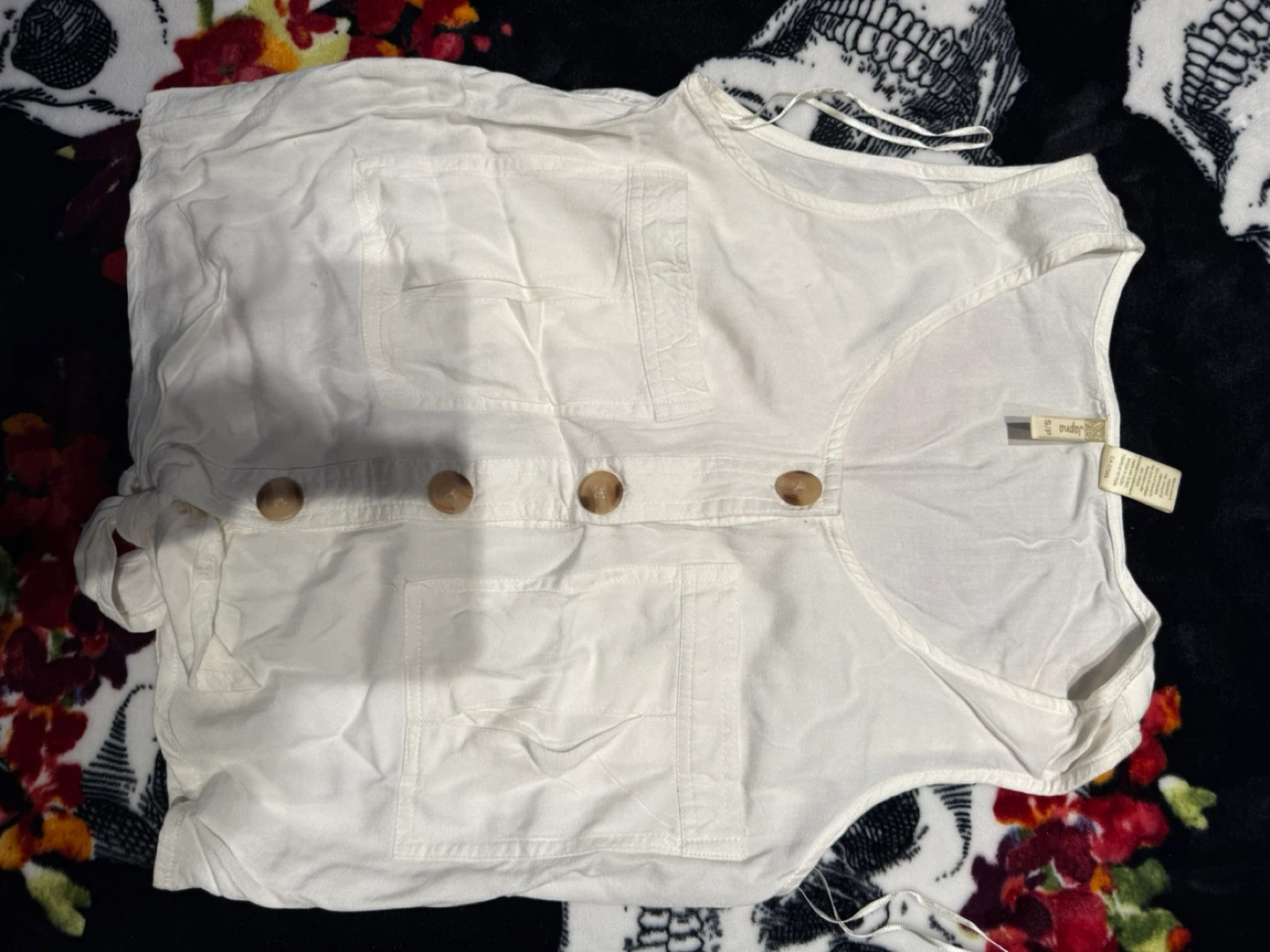 White Button-Up Sleeveless Top - Size S