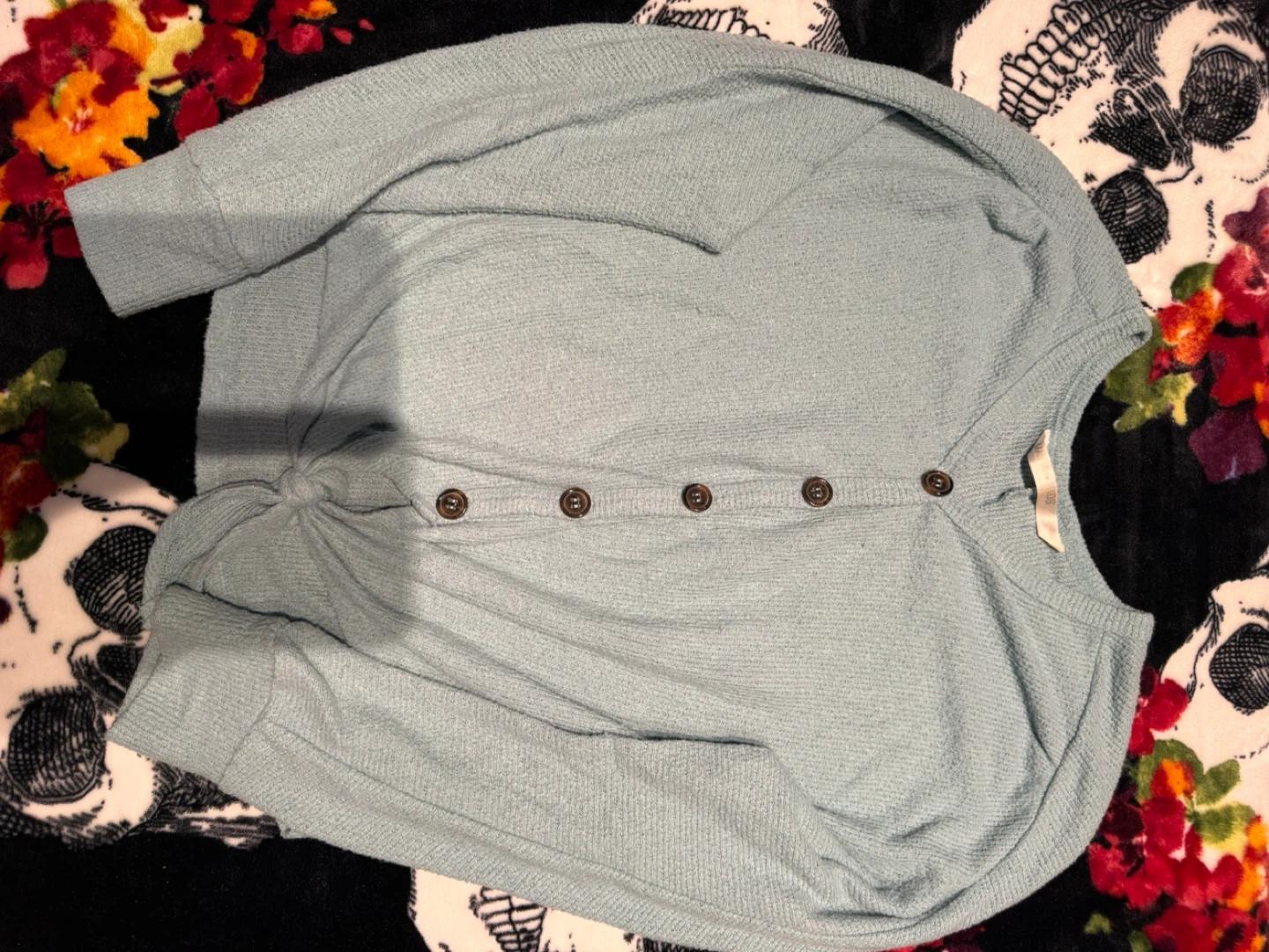 Light Blue Button Up Knit Top
