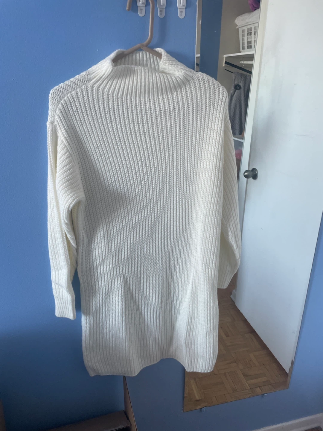 Joe Fresh Cream Ribbed Mock Neck Sweater Dress XS/TP
